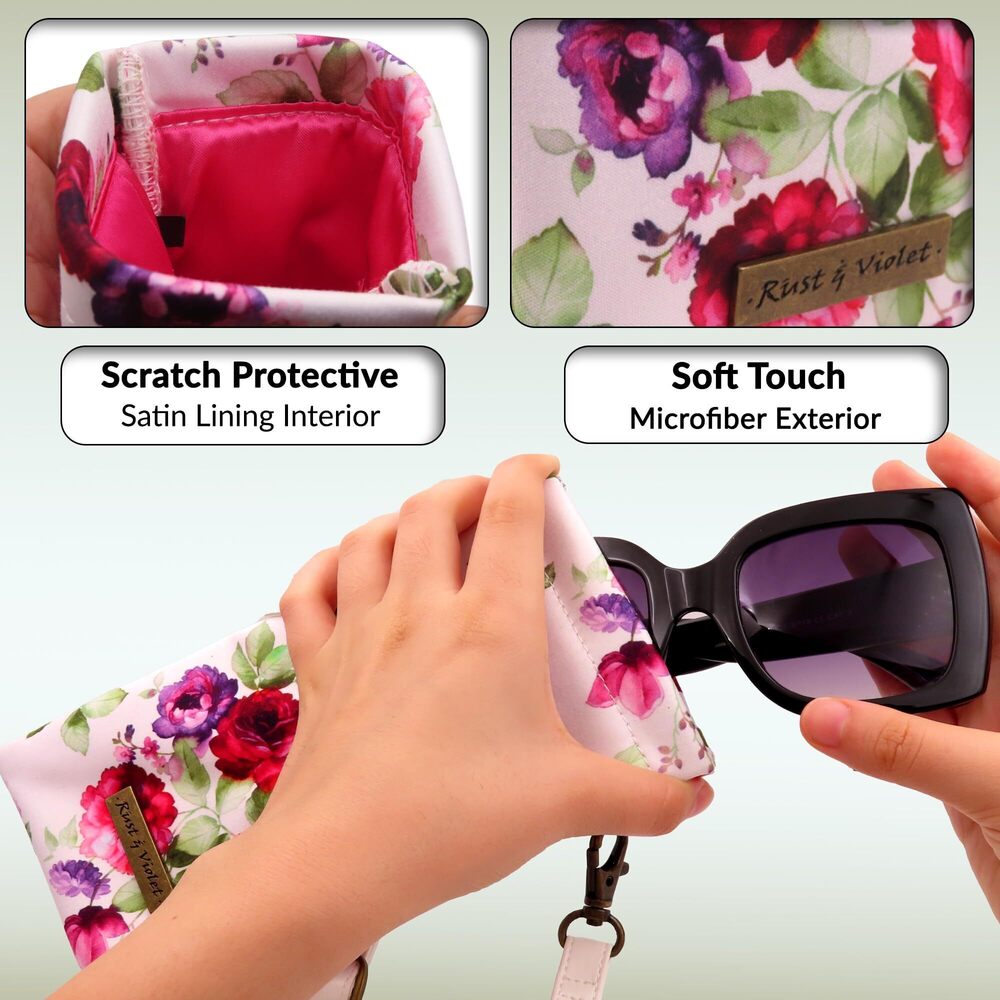 2137 Soft Sunglasses Case Squeeze Top | soft eyeglass case zippered pocket - Picture 4 of 6